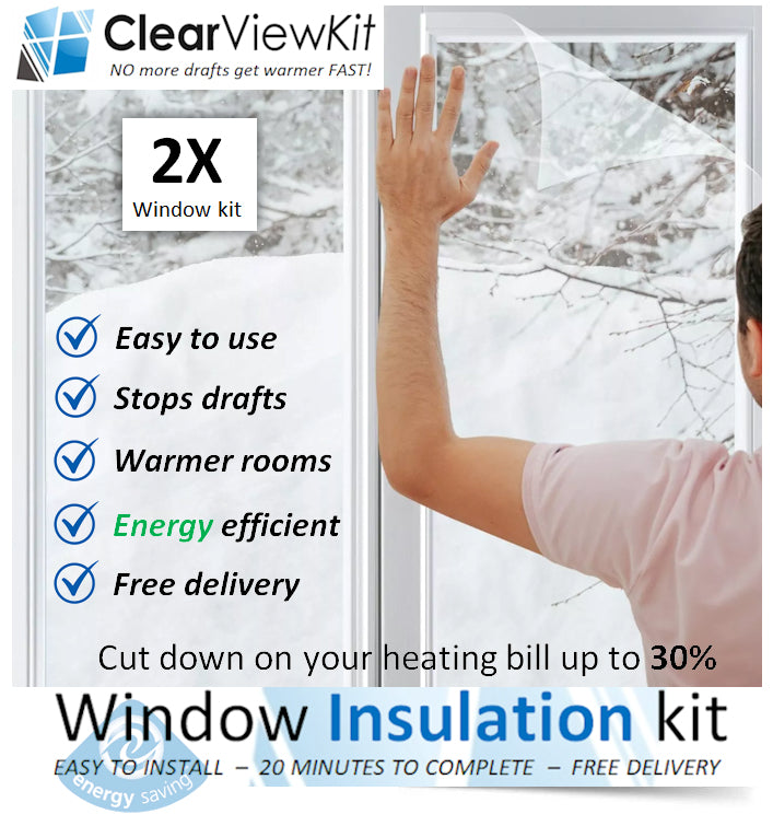 2 x Window Shrink fit film Insulation DIY kit a great home HACK save on your heating bills