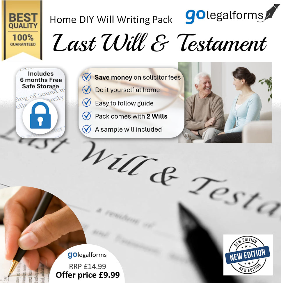 Delux DIY Last Will & Testament home writing Pack