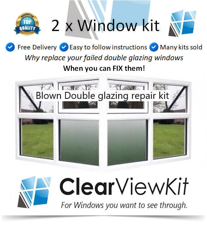 2 x Window kit Clear your failed UPVC double glazing window Clears Condensation