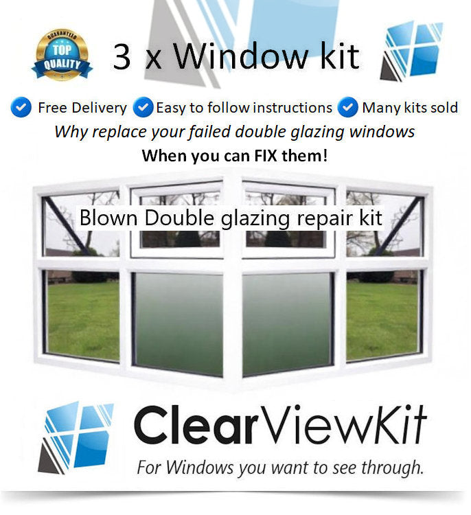 3 x Window kit Clear your failed UPVC double glazing window Clears Condensation