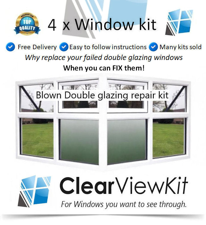 4 x Window kit Clear your failed UPVC double glazing window Clears Condensation