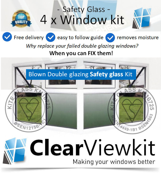 4 x Window safety glass kit Clear your failed UPVC double glazing windows
