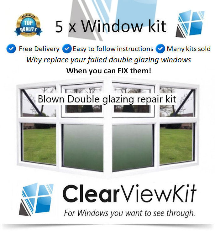 5 x Window kit Clear your failed UPVC double glazing window Clears Condensation