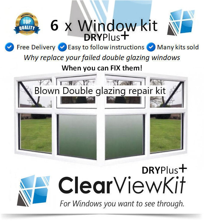 6 x Window Dry Plus+ Repair kit Clears Trapped Condensation inside your double glazing window Unit