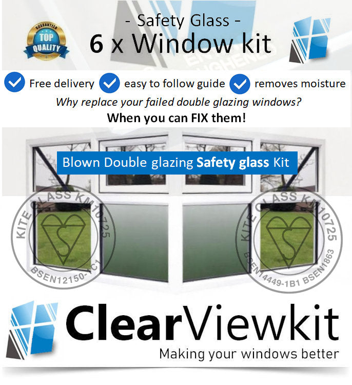 6 x Window safety glass kit Clear your failed UPVC double glazing windows