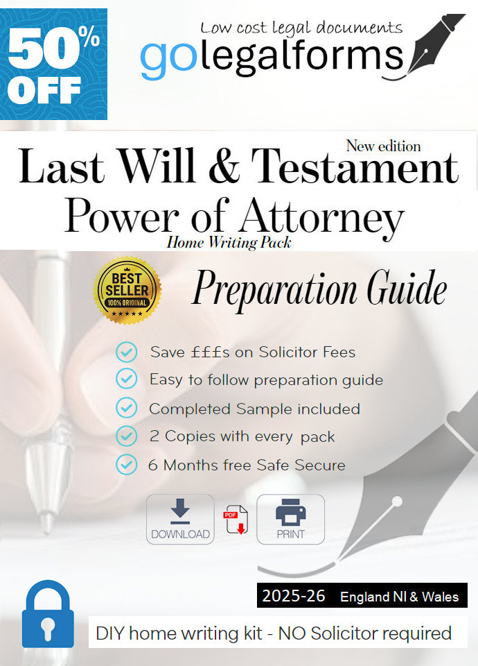 Combined Will & Power of Attorney home writing Pack - Print your own
