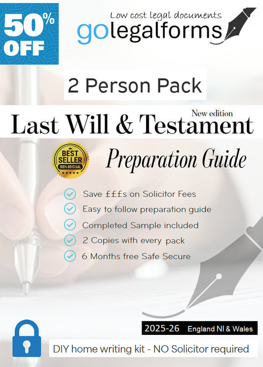 2 Person - Last Will & Testament home writing Pack