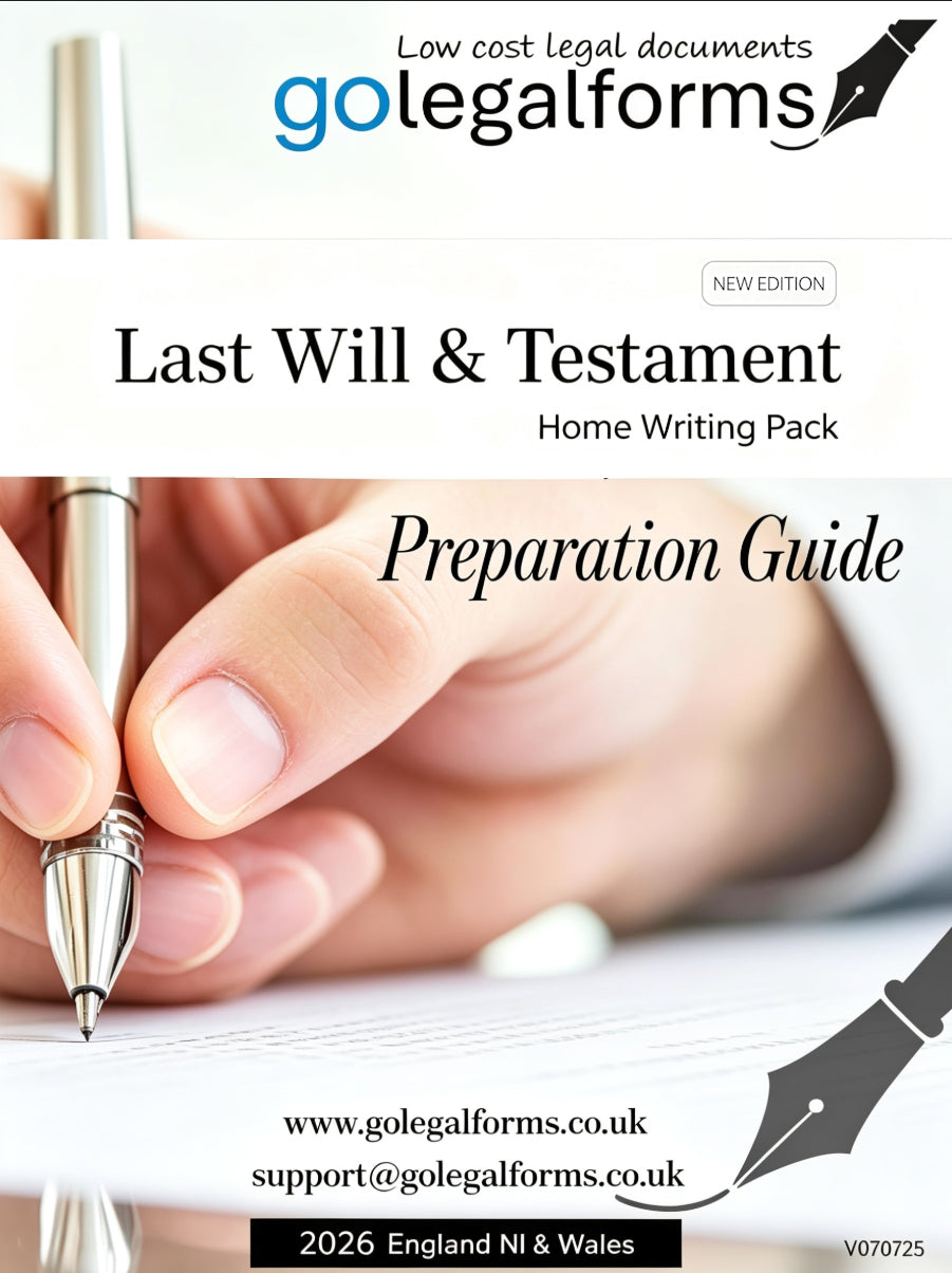 Last Will & Testament Home Writing Pack - NO Solicitor Required