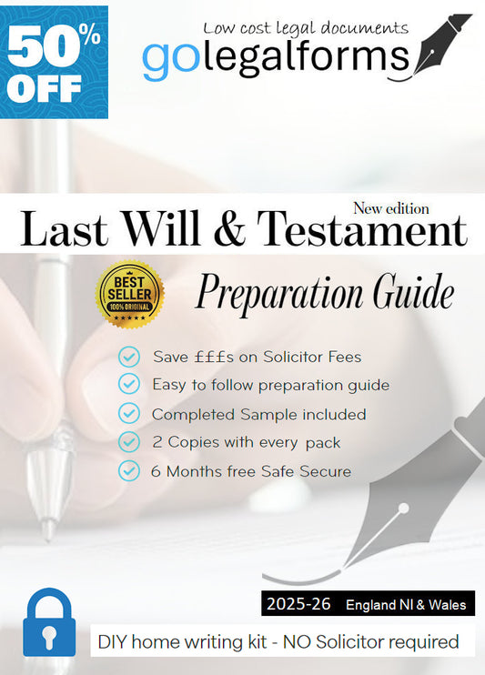 Last Will & Testament Home Writing Pack - NO Solicitor Required
