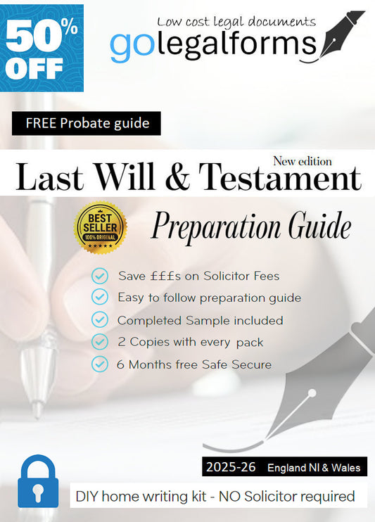 Last Will & Testament Home Writing Pack - FREE Probate Guide
