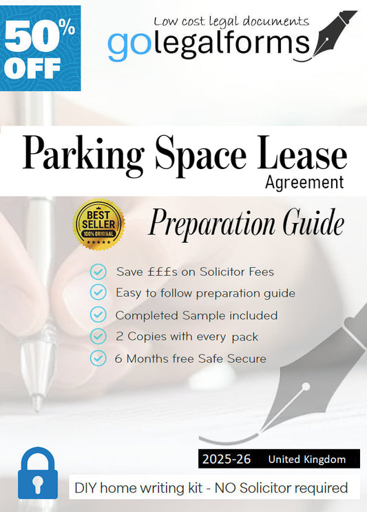 Parking Space Lease Agreement Home writing Pack - NO SOLICITOR REQUIRED