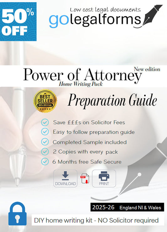 Ordinary Power of Attorney Home writing Pack - Print your Own