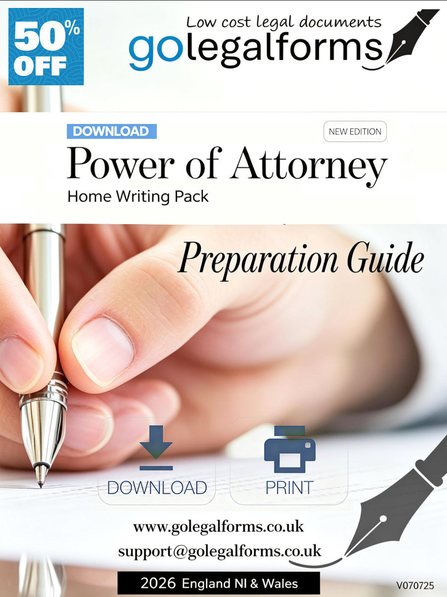 Ordinary Power of Attorney Home writing Pack - Print your Own