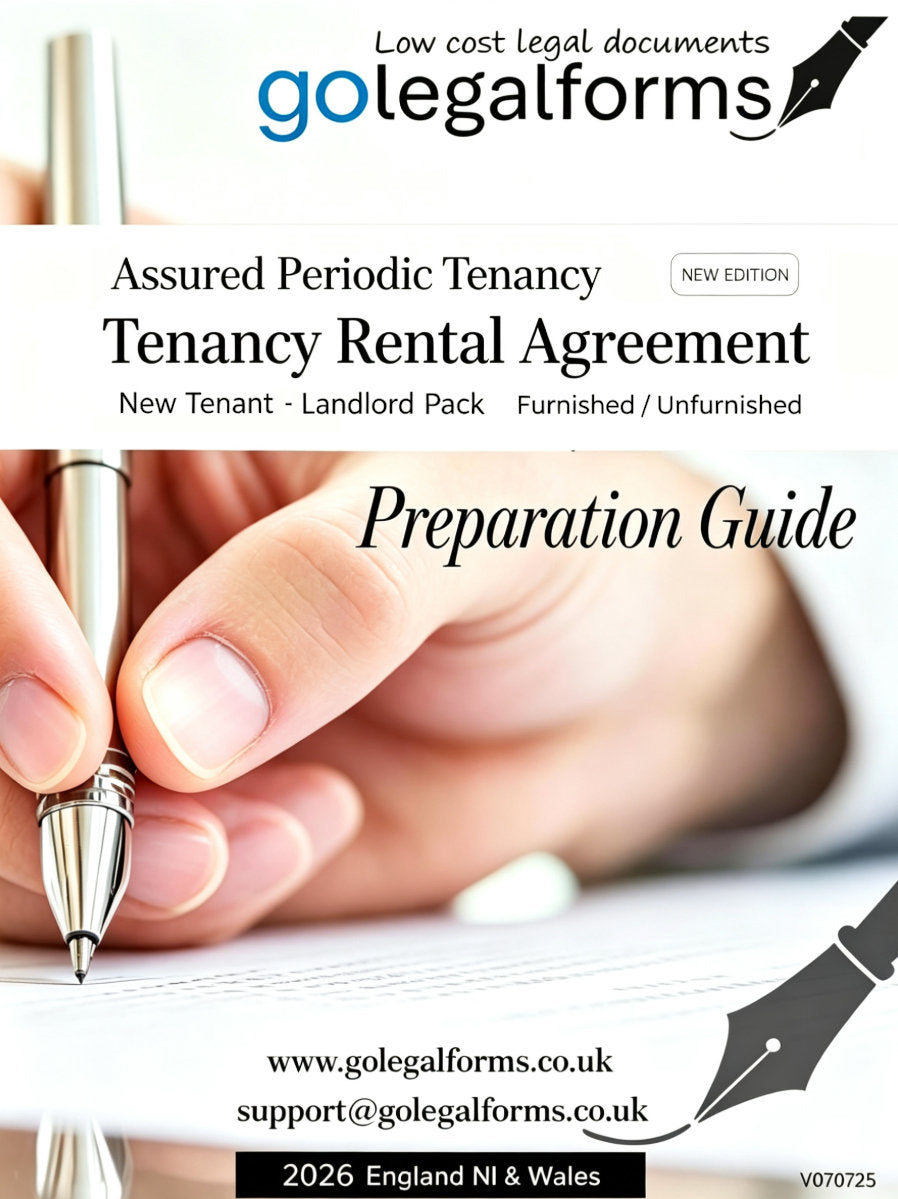 Tenancy Agreement  furnished / unfurnished  Home DIY Writing Pack