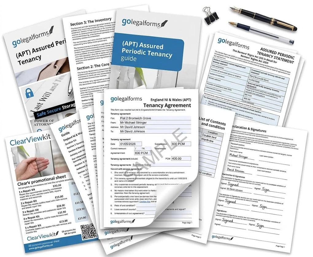 Tenancy Agreement  furnished / unfurnished  Home DIY Writing Pack