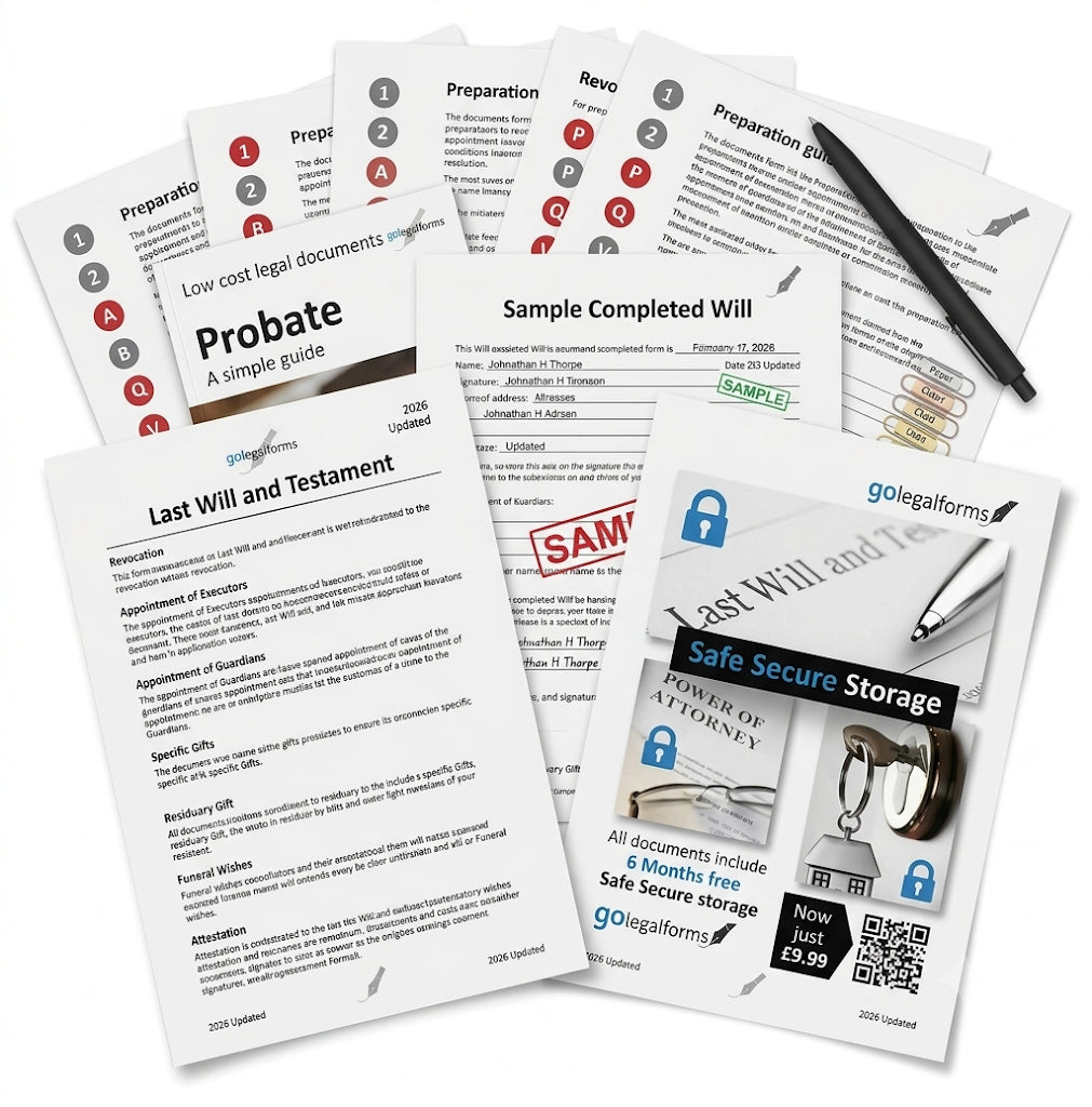 Last Will & Testament Home Writing Pack - FREE Probate Guide