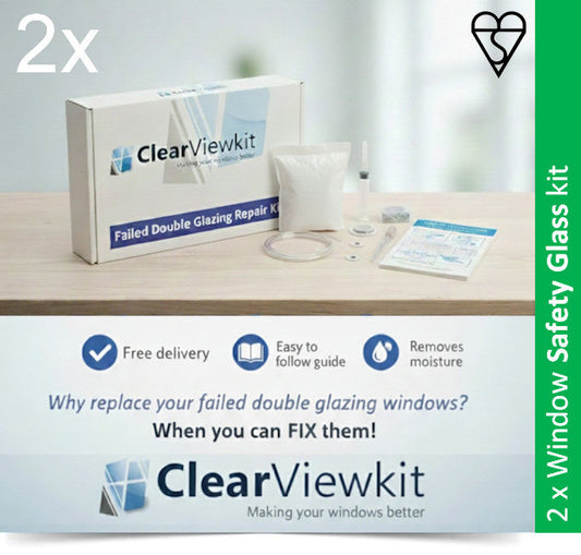 2 x Window safety glass kit Clear your failed UPVC double glazing windows