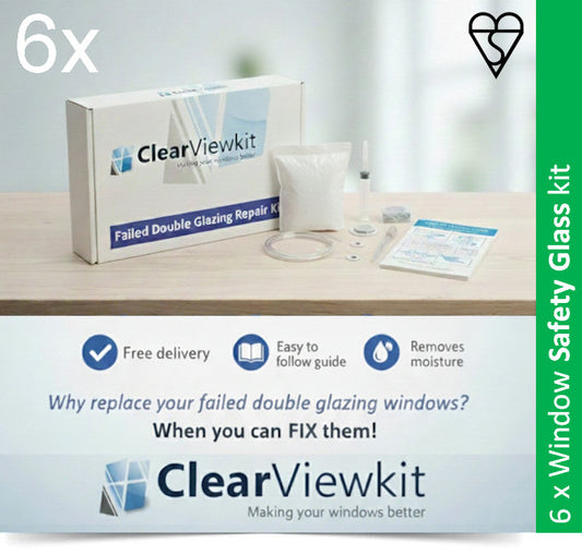 6 x Window safety glass kit Clear your failed UPVC double glazing windows