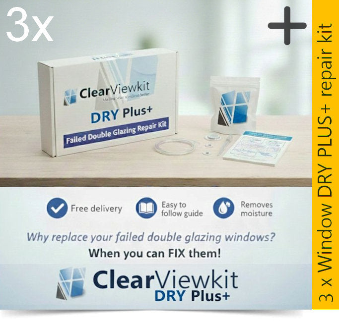 3 x Window Dry Plus+ Repair kit Clears Trapped condensation