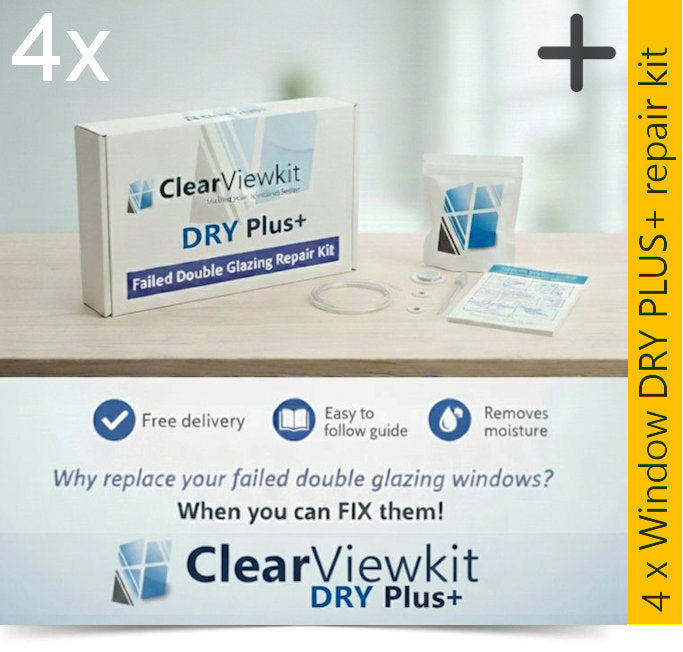 4 x Window Dry Plus+ Repair kit Clears Trapped condensation